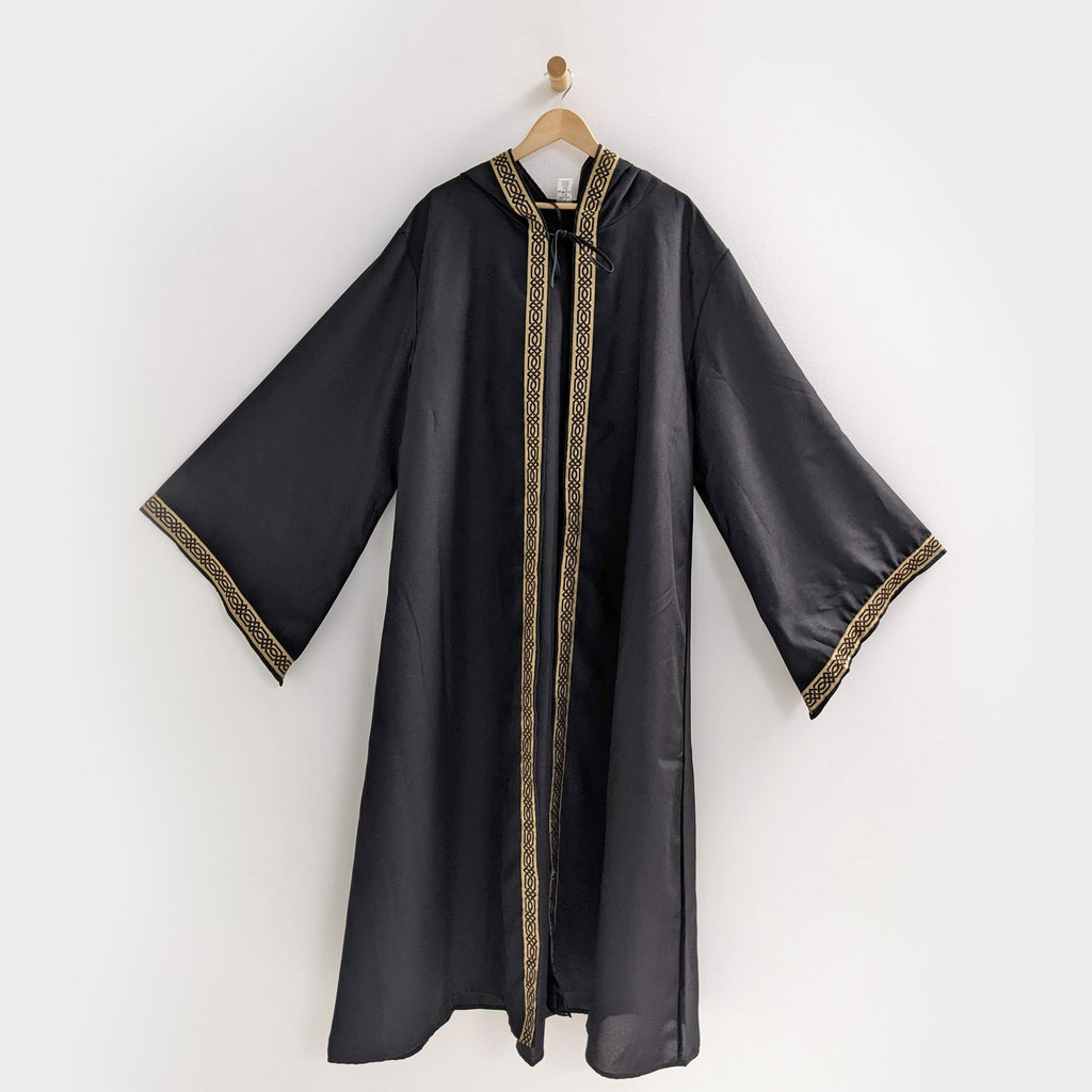 celtic robe hooded jacquard trim sleeves Wizard Warlock Medieval Fantasy Renaissance costume cosplay LARP