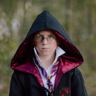 Black Harry Potter Wizard Robe with sleeves and hood, Hooded Renaissance Medieval Magician Cape, Hogswart Cosplay LARP Cloak