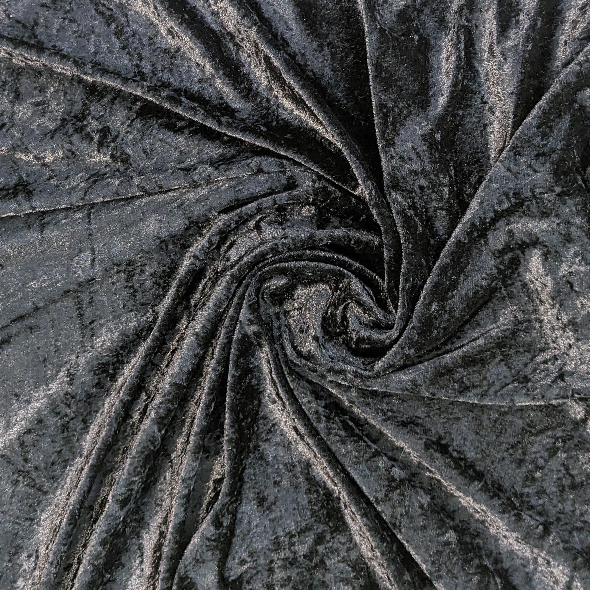 Black Polyester Crushed Velour Fabric by the Yard