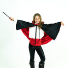 Black Red Magician Cape Magic Wizard Sorcerer Satin Costume Cloak with collar