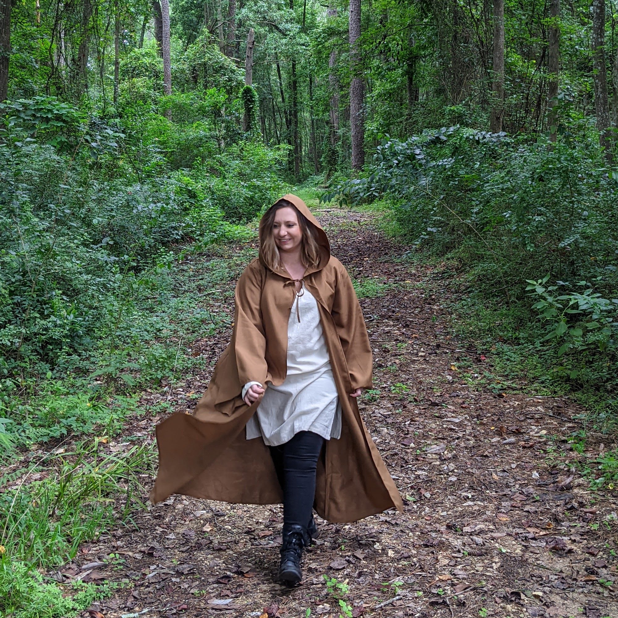 brown hooded robe sleeves harry potter magician wizard monk jedi