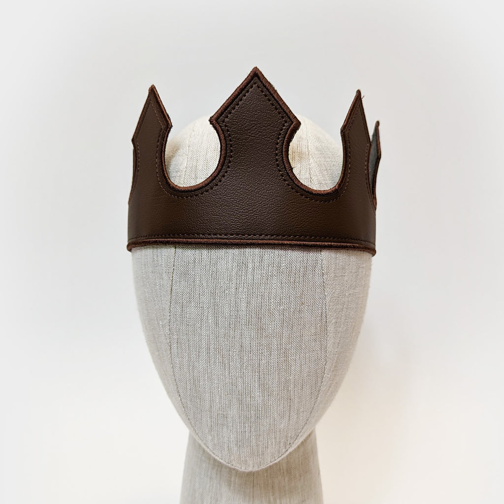 Brown Medieval King Prince Leather Crown Jewels Viking Renaissance Royal Vinyl Leather