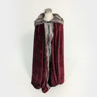 burgundy faux fox fur hooded cloak medieval cosplay