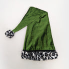 deluxe long velour santa hat animal print trim