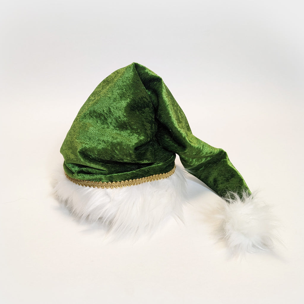 deluxe long velour santa christmas hat green
