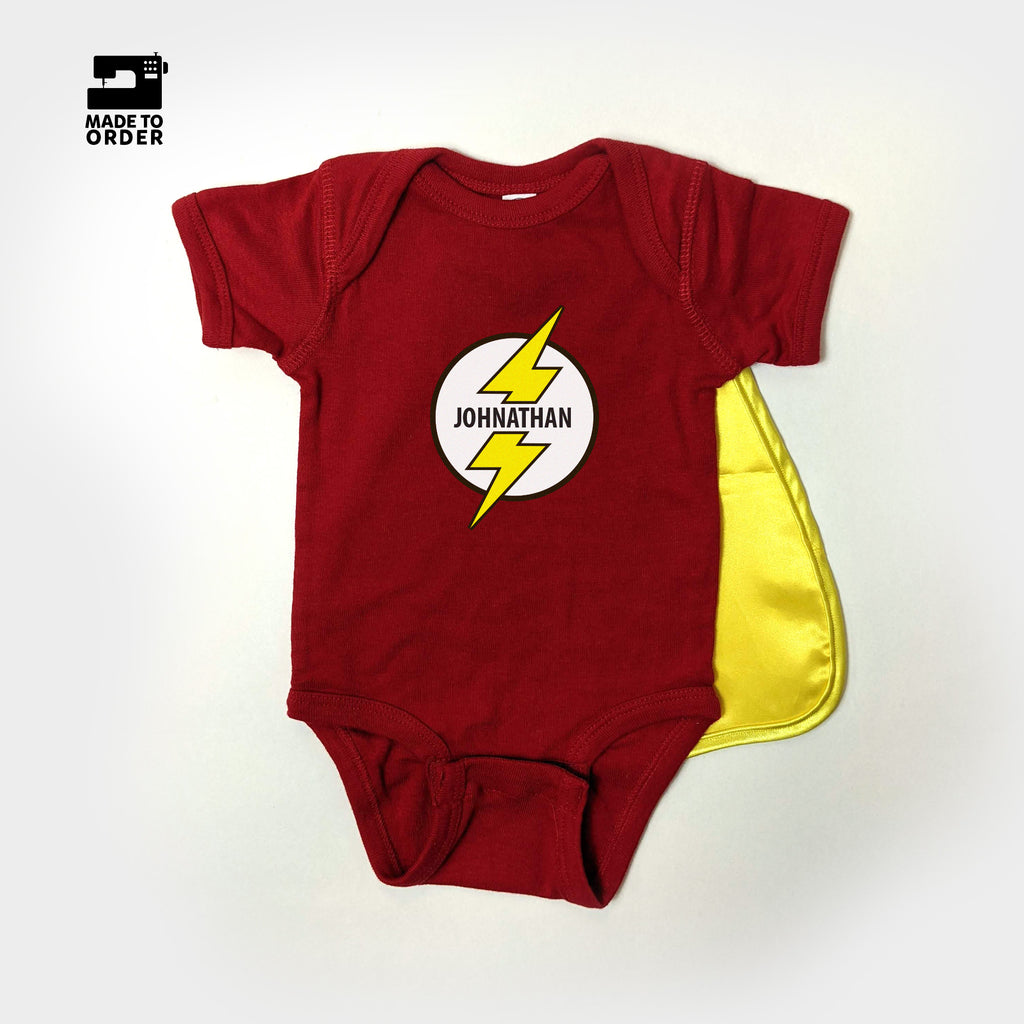 Everfan Baby Snapsuit Onesie Lightning Bolt Flash Superhero Cape