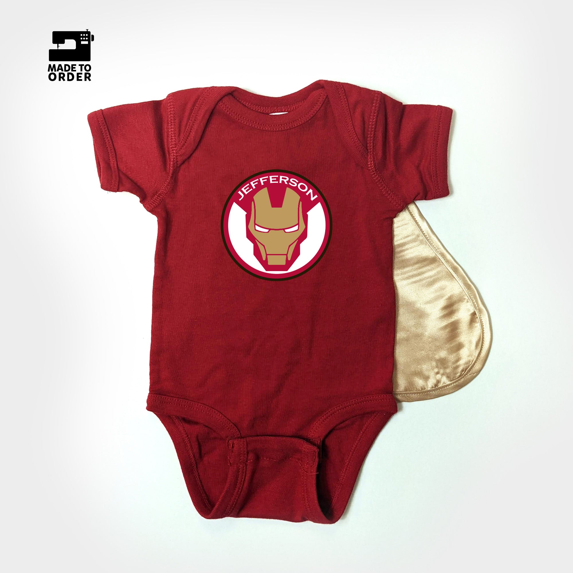 Everfan Baby Snapsuit Onesie Ironman Red Cape Superhero