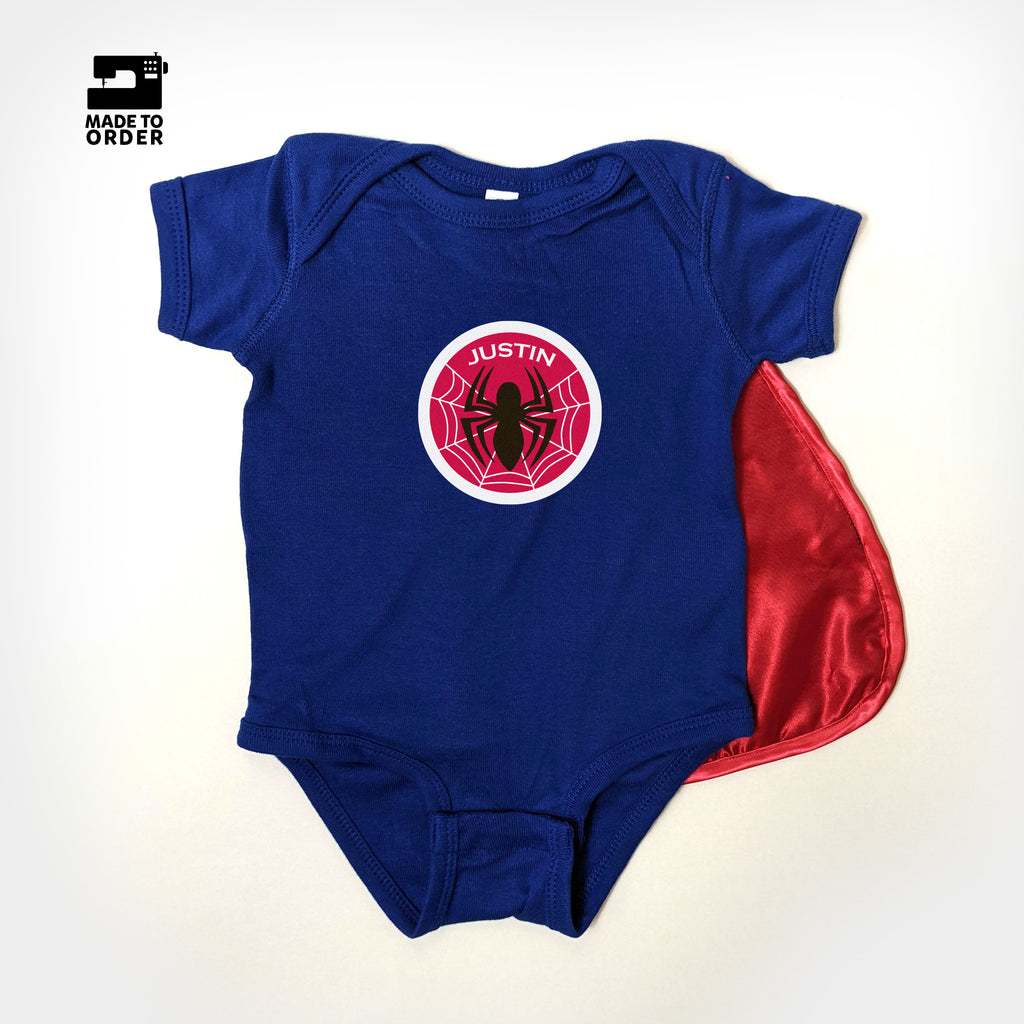 Everfan Baby Snapsuit Onesie Superhero Cape Spiderman Spider Personalized