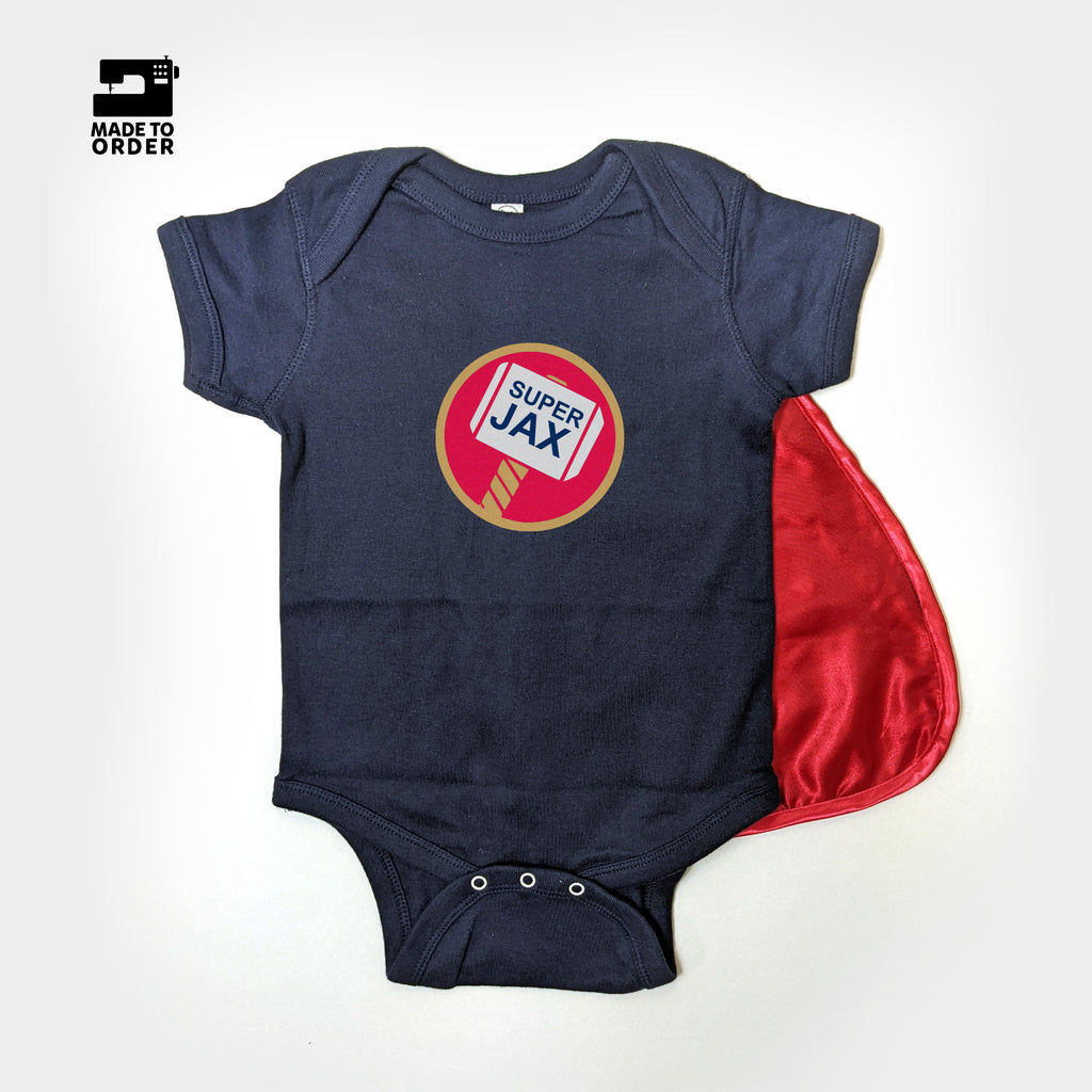 Everfan Baby Snapsuit Onesie Thor Hammer Superhero Cape 
