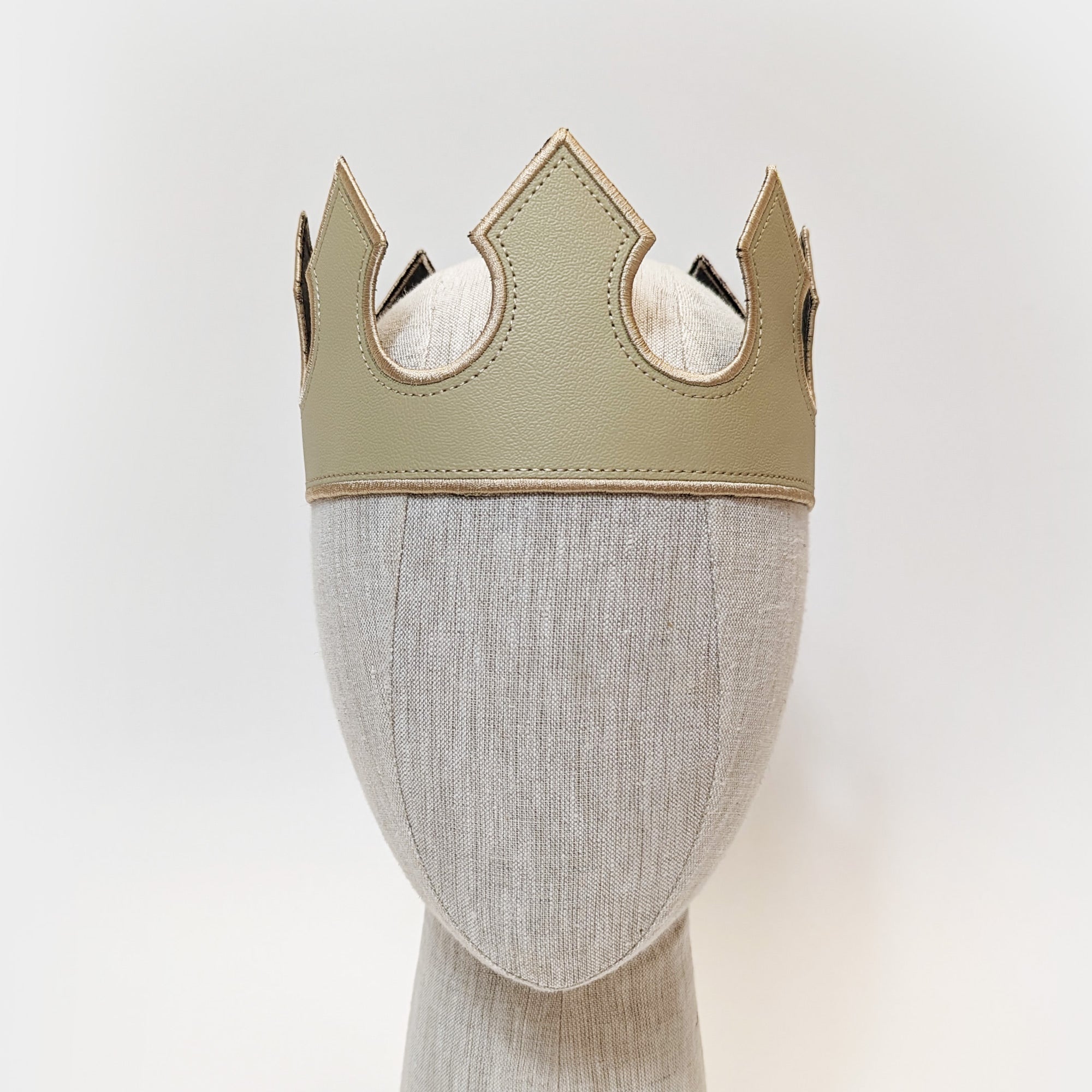 Gold Tan Medieval King Prince Leather Crown Jewels Viking Renaissance Royal Vinyl Leather