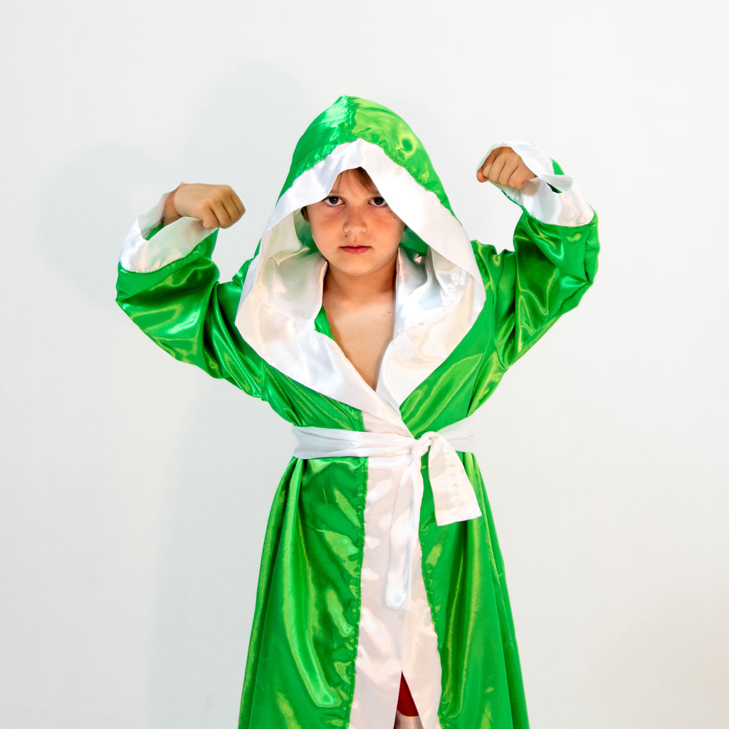 Kids Satin Boxing Robe Green