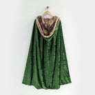 green faux fur hooded cloak medieval cosplay