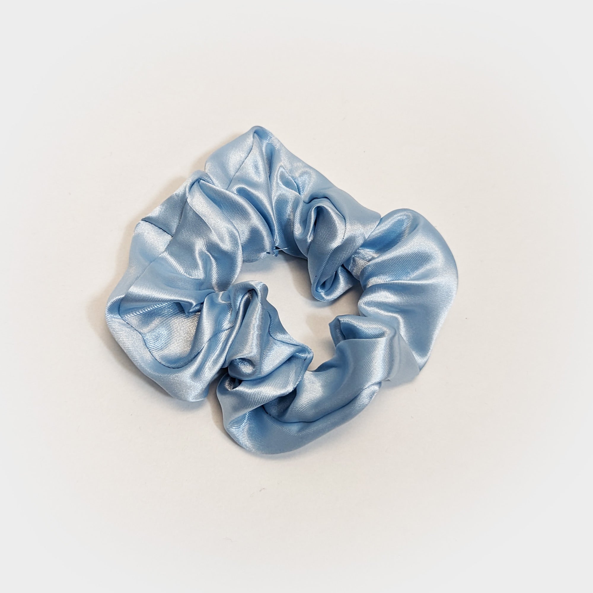 Light Blue Satin Scrunchy Hair Tie