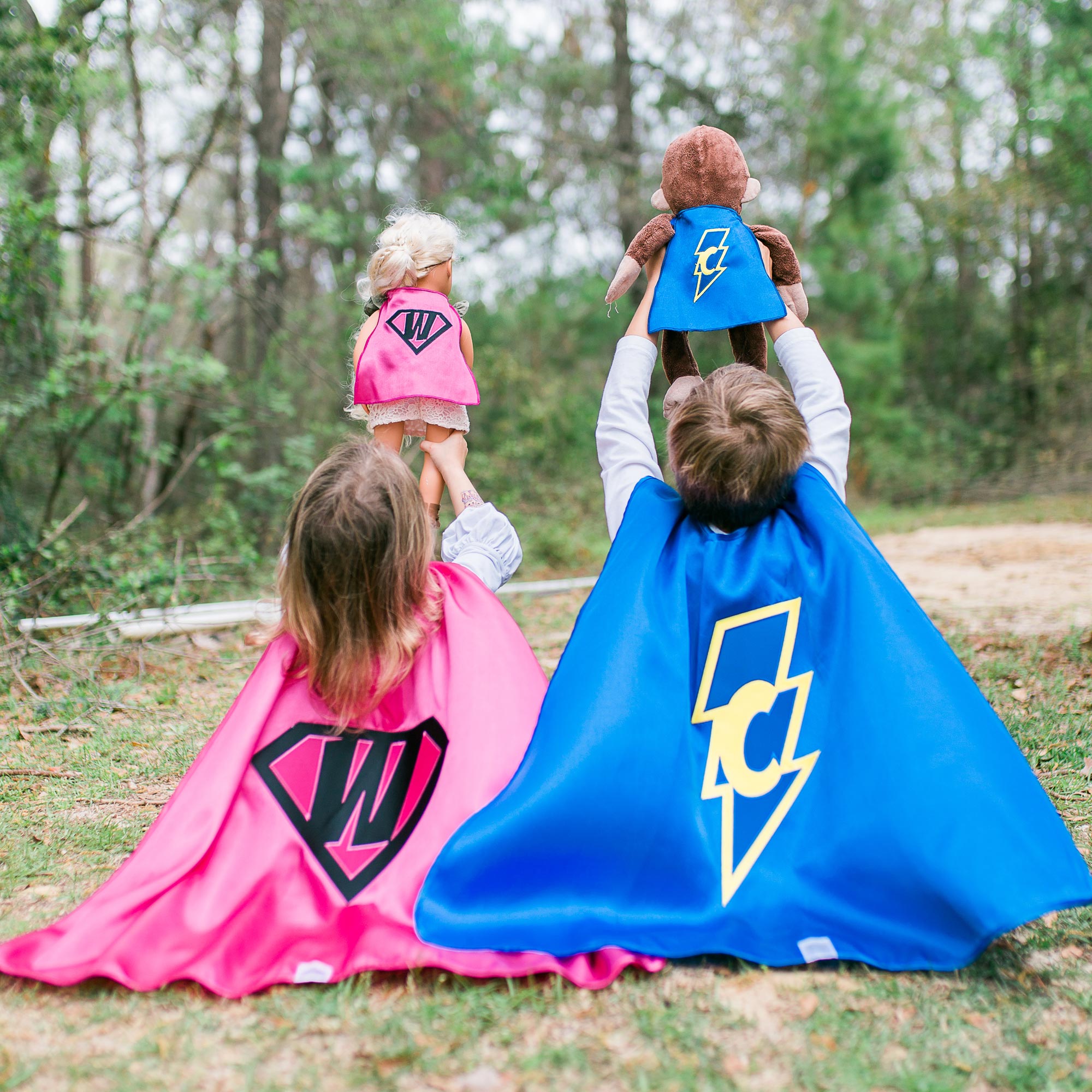 Personalized Mini Superhero Cape Party Accessory Sidekick Stuffed Animal Doll