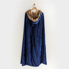 Navy Blue Faux Fox Fur Hooded Cloak medieval