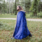 Navy Blue Faux Fox Fur Hooded Cloak medieval