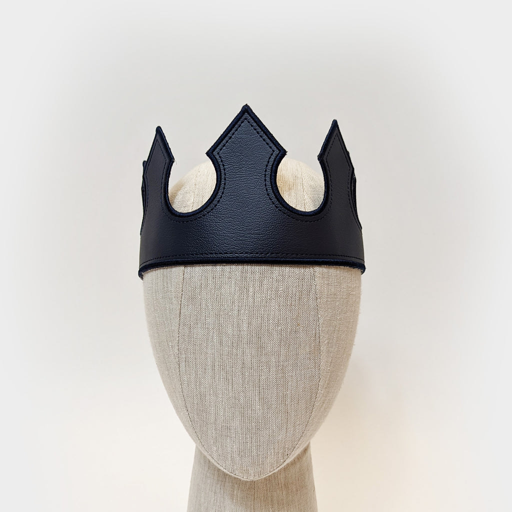 Navy Blue Medieval King Prince Leather Crown Jewels Viking Renaissance Royal Vinyl Leather