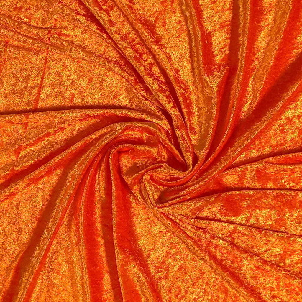Orange Polyester Crushed Velour Fabric by the Yard