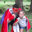 Patriotic Superhero Cape 4th of July Red White Blue Stars USA America Evel Knievel Hero Cape