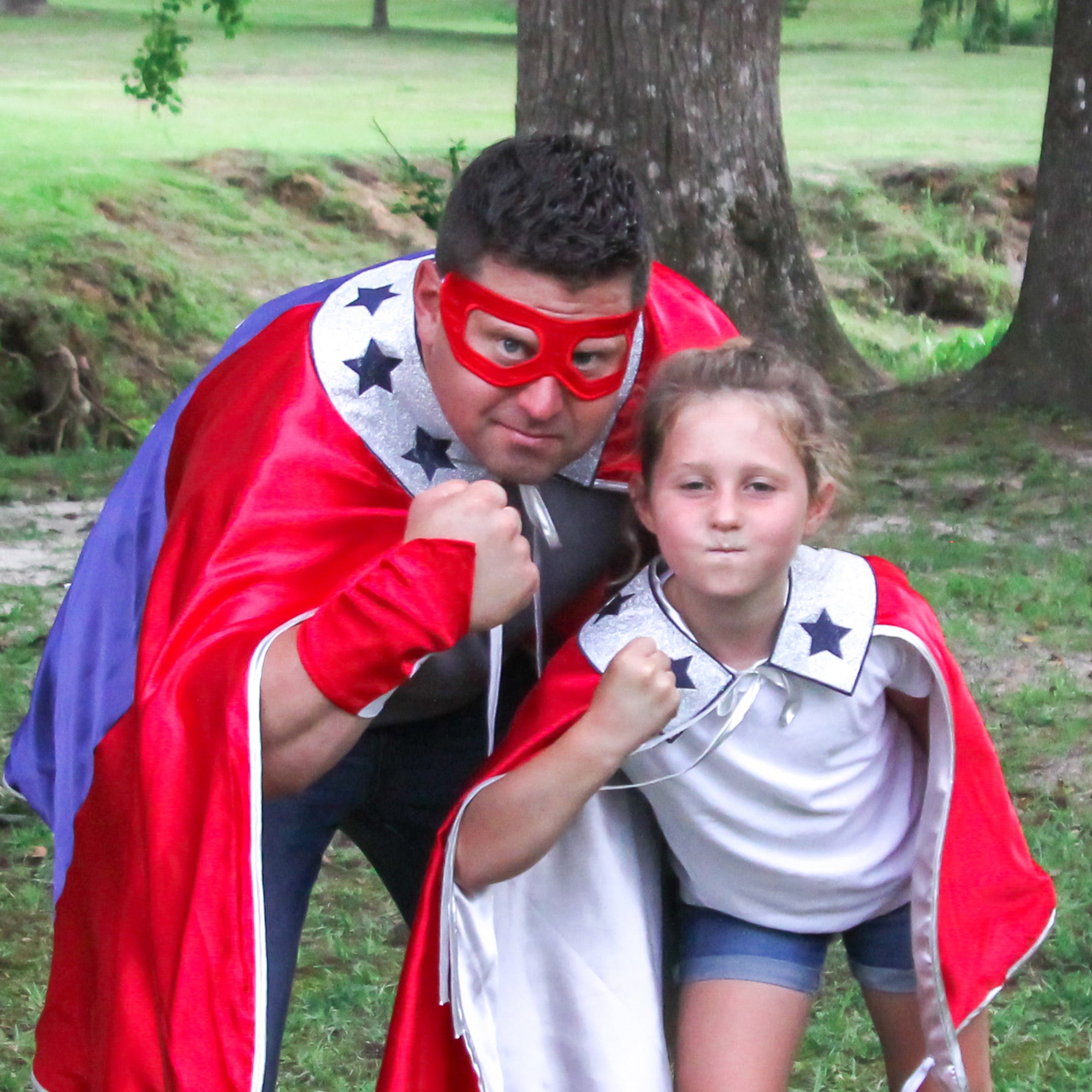 Patriotic Superhero Cape 4th of July Red White Blue Stars USA America Evel Knievel Hero Cape