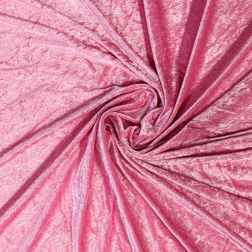 Pink Polyester Crushed Velour Fabric by the Yard