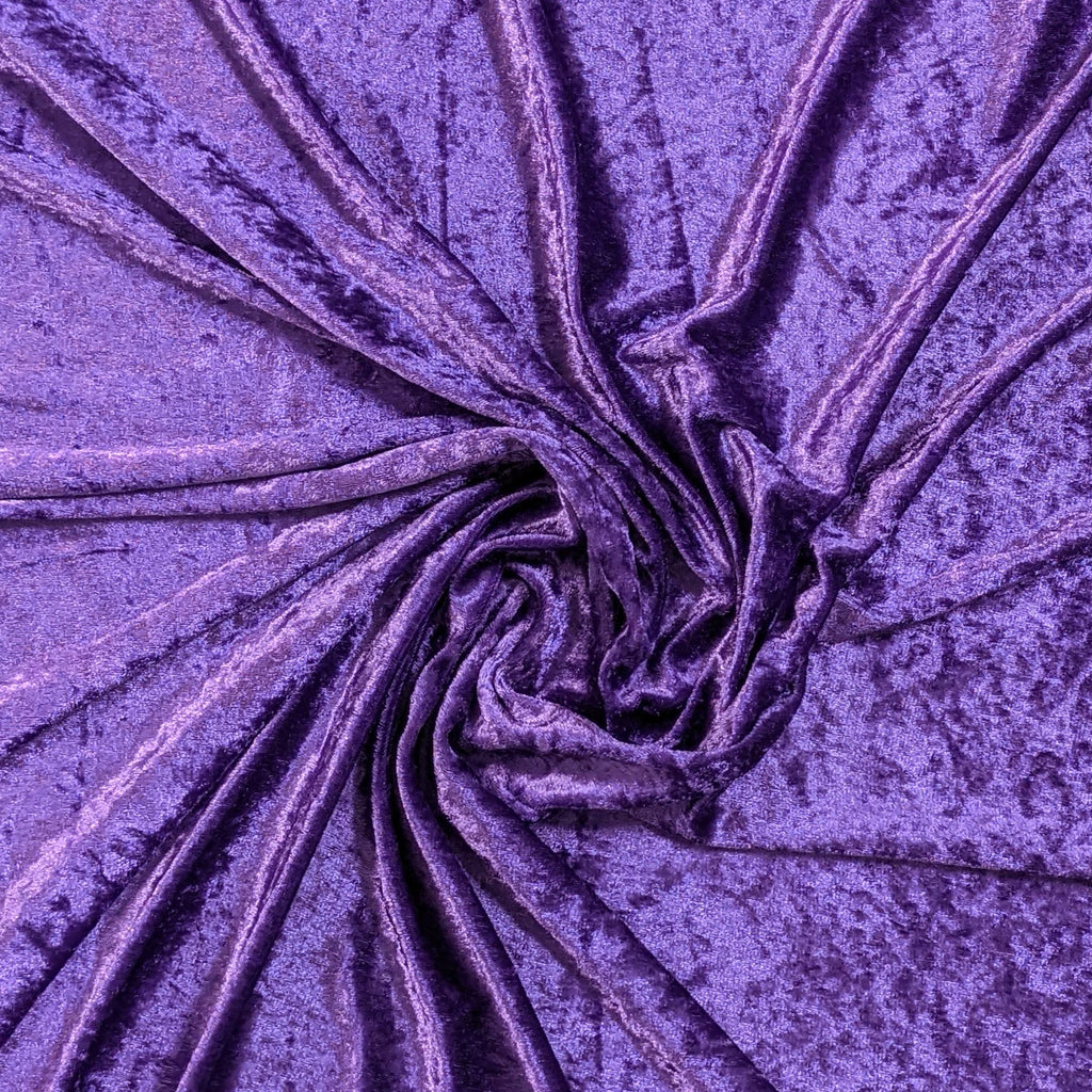 Purple Polyester Crushed Velour Fabric by the Yard