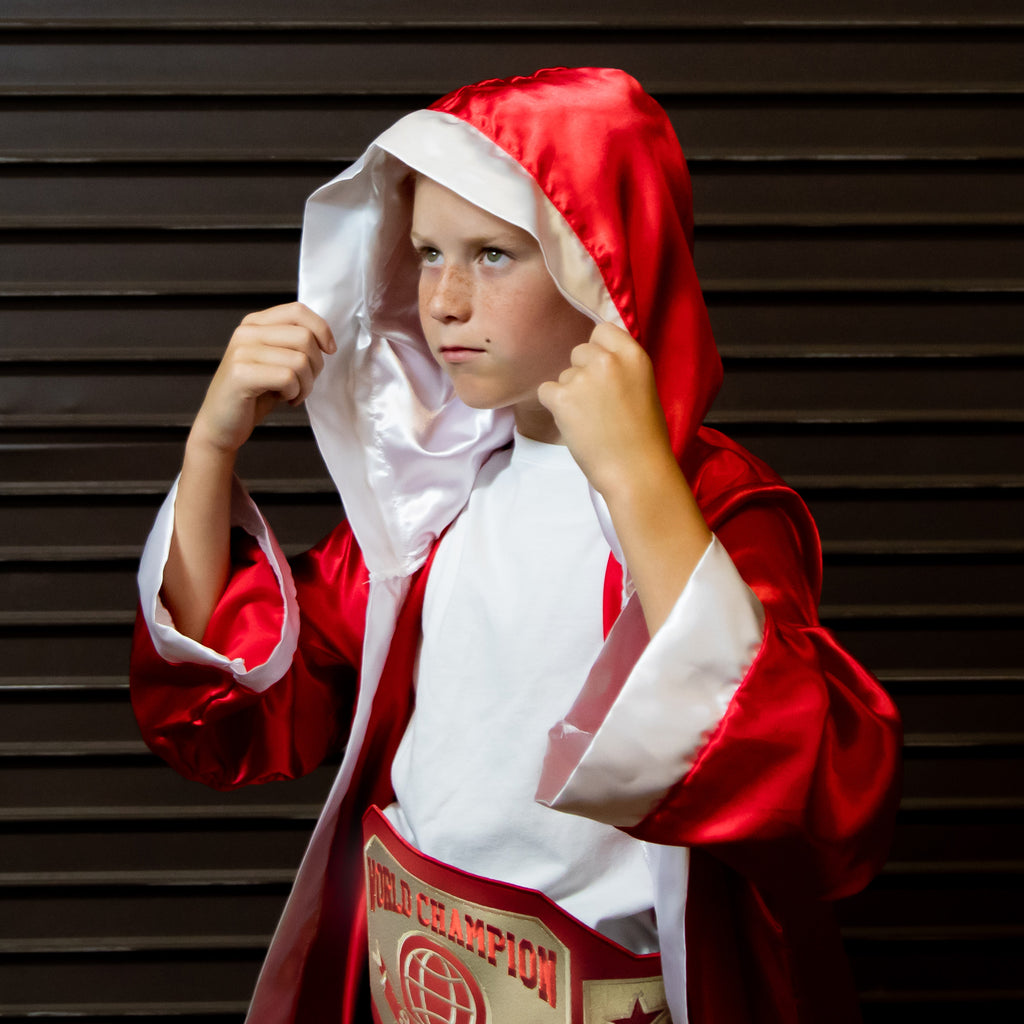Kids Satin Boxing Robe Red