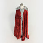 red hooded cloak faux silver fox fur trim medieval barbarian viking cosplay