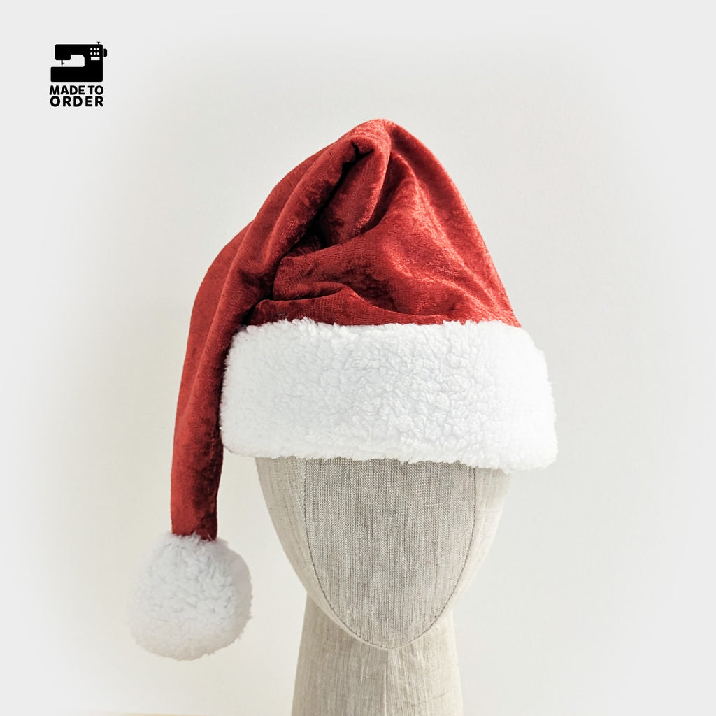 santa hat red crushed velvet velour christmas holiday