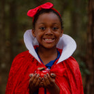 snow white princess costume halloween red cloak white collar satin ribbon tie velour