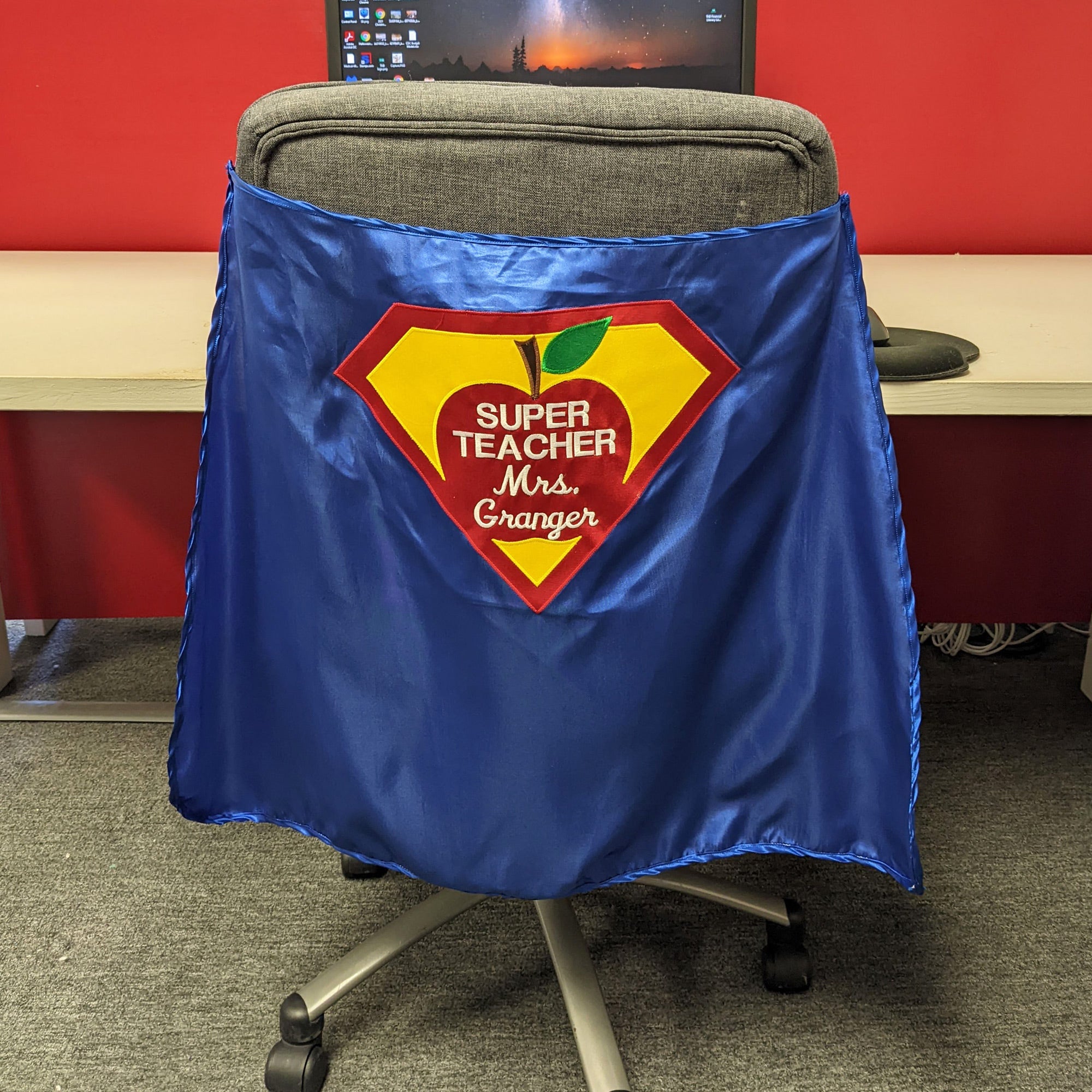 super teacher chair superhero cape school educator personalized appreciation