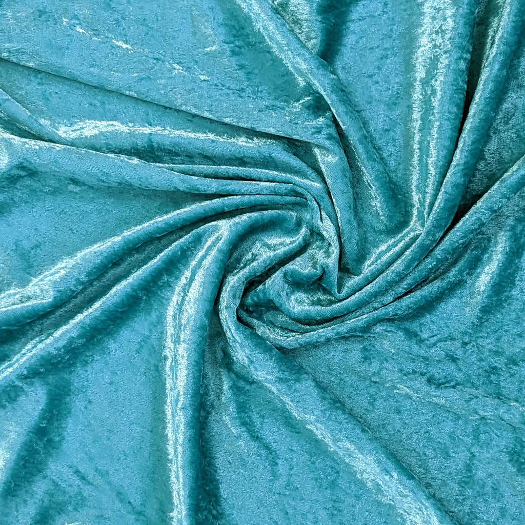 Teal Polyester Crushed Velour Fabric by the Yard