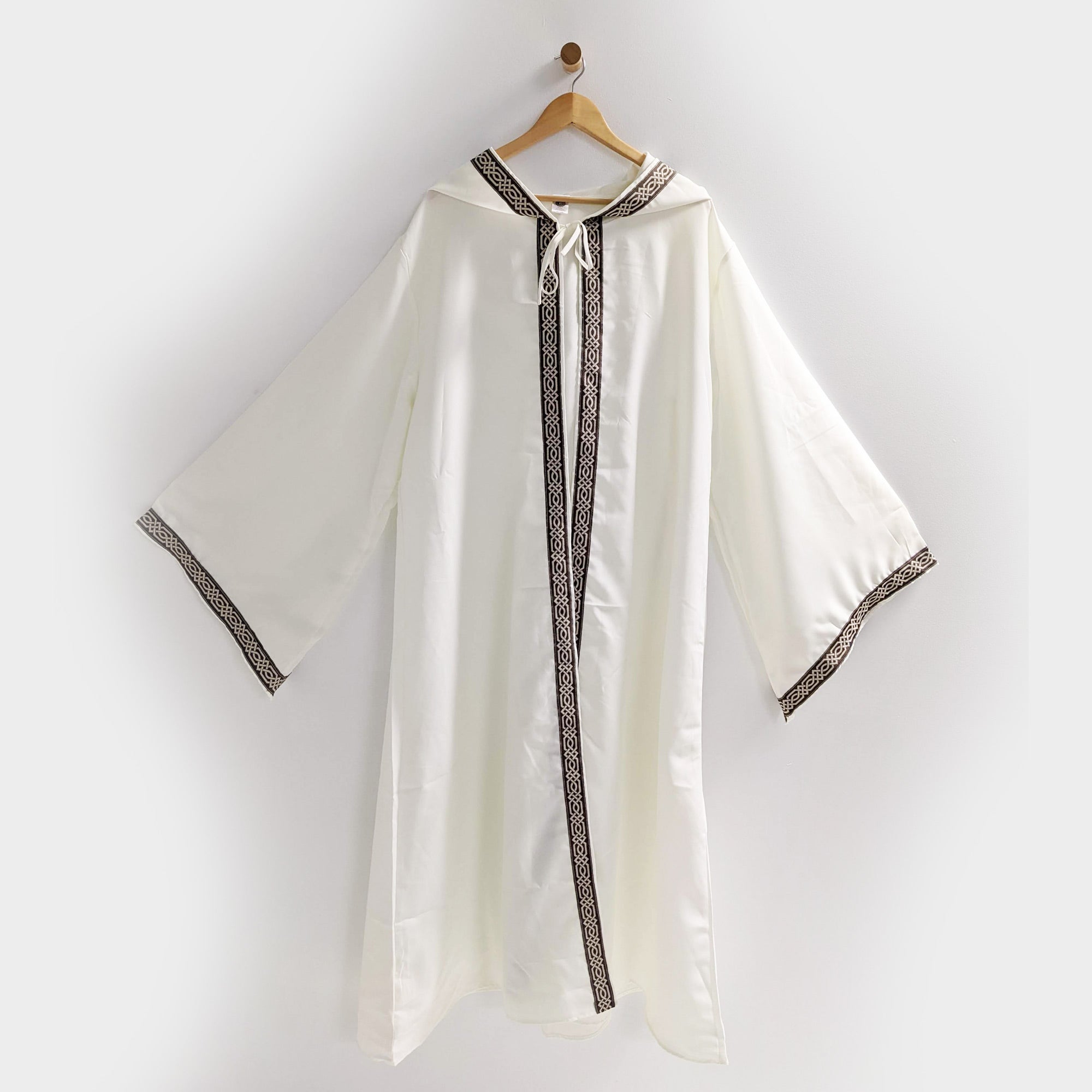 celtic robe hooded jacquard trim sleeves Wizard Warlock Medieval Fantasy Renaissance costume cosplay LARP