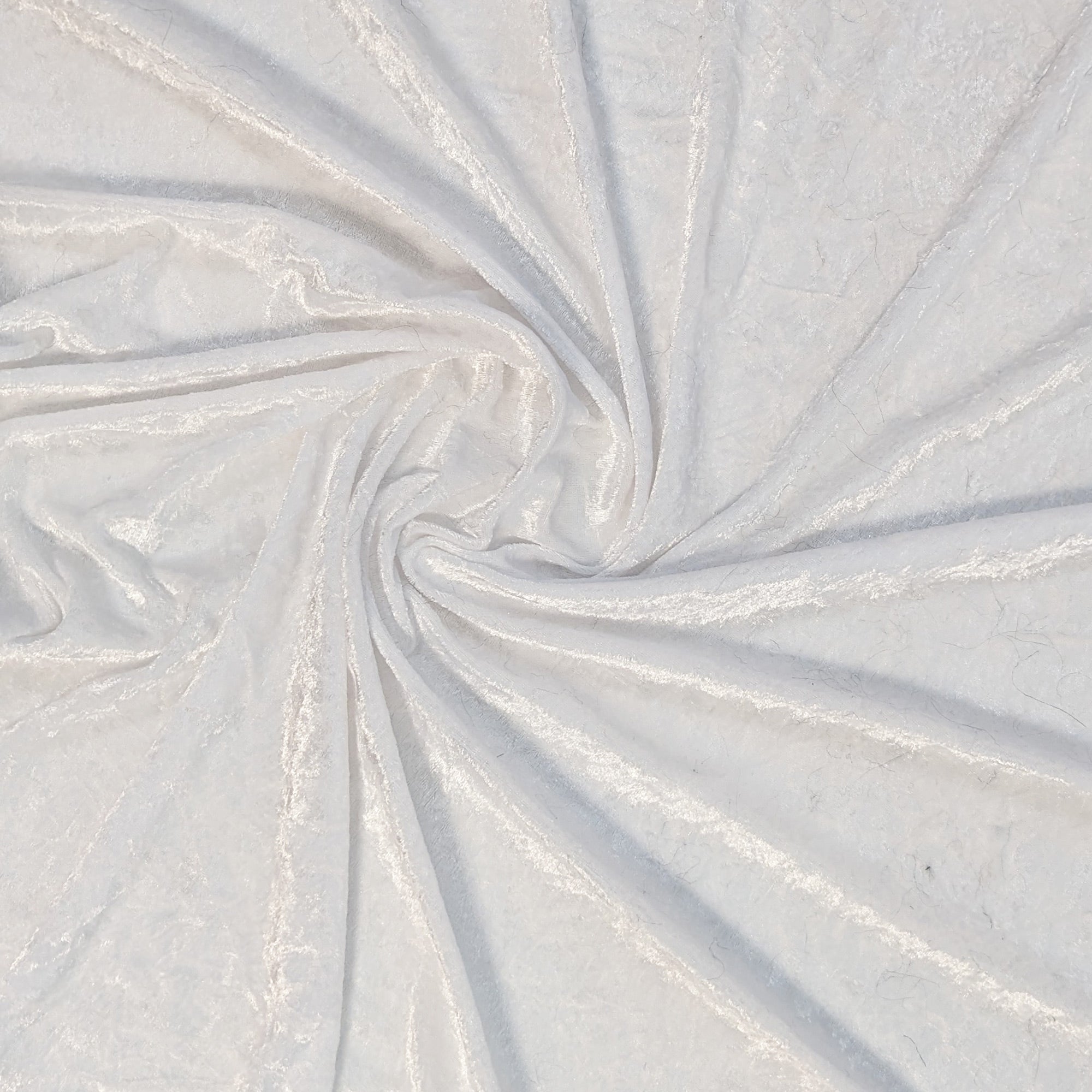 White Polyester Crushed Velour Fabric by the Yard
