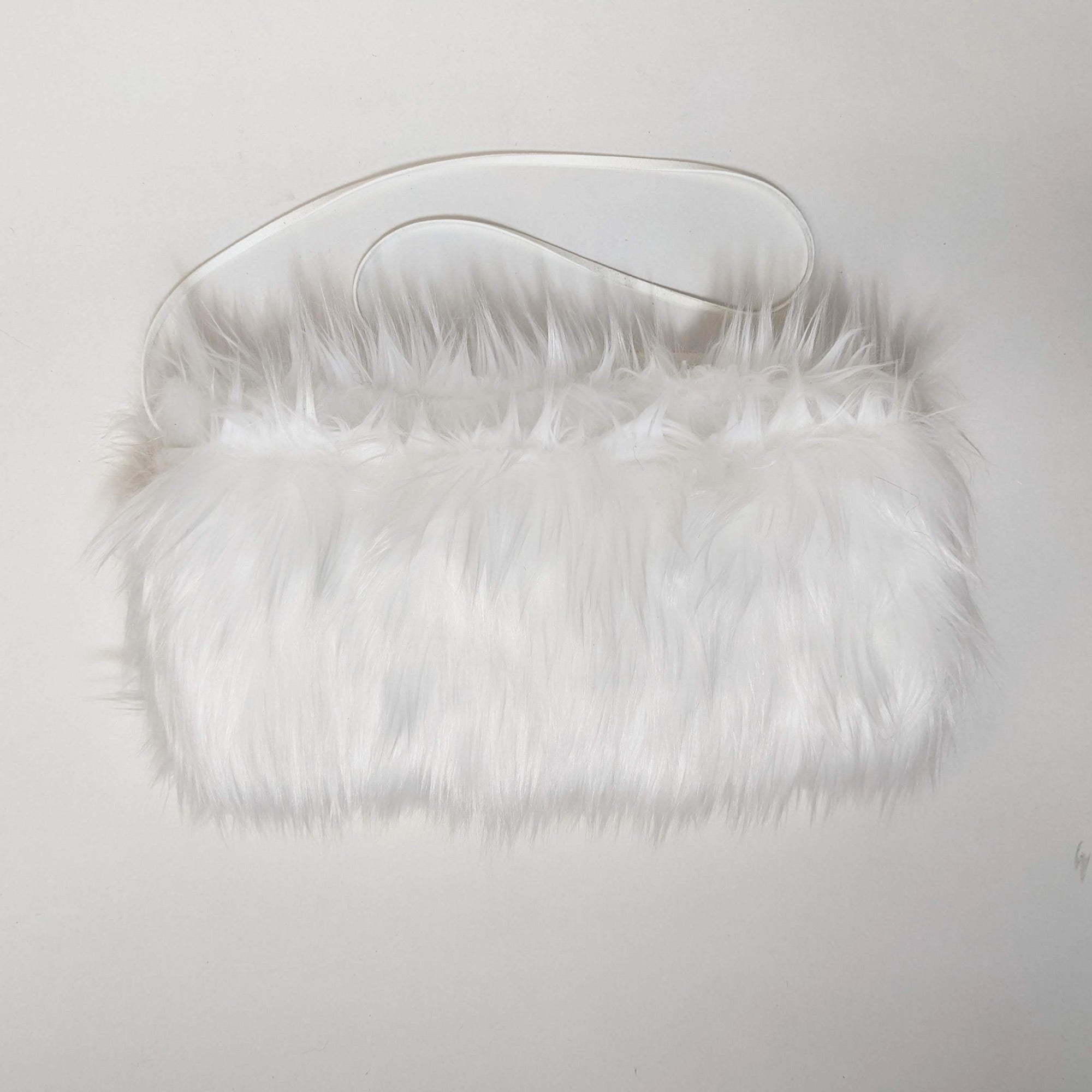 Large White Fur Muff. Hand Muff In Long Thick Pure White Faux Fur - Foto 13
