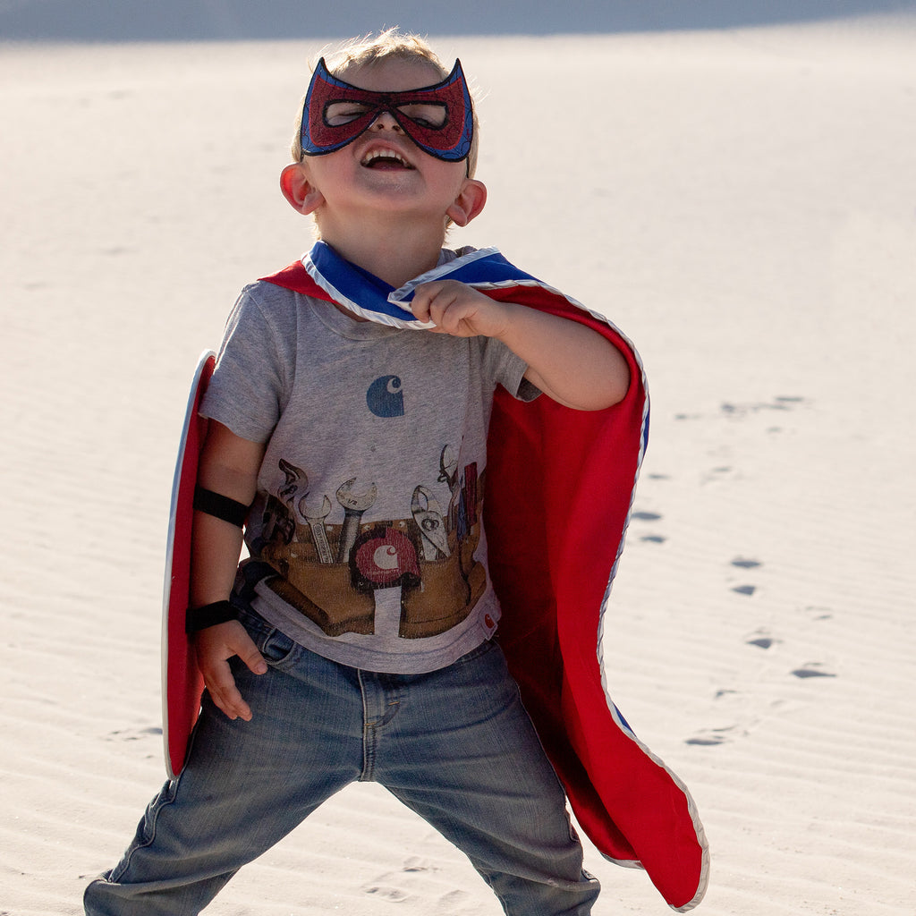 Reversible Superhero Cape Royal Blue Red Custom Costume