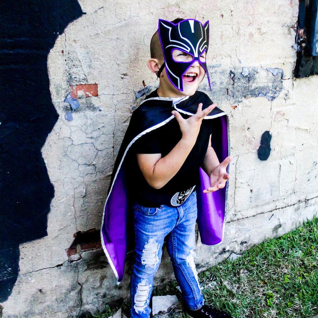 black panther costume set superhero cape mask belt shield marvel wakanda