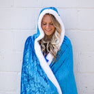 Kids Princess Hooded Cloak | Royal Medieval Velour Wedding Cape with Hood, Satin Ribbon Tie, and White Sherpa Faux Fur Trim